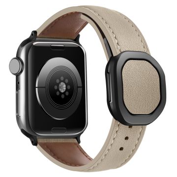 Ekte ku lærrem Apple Watch Series 41mm - 40mm - 38mm magnetisk spennearmbånd - Aprikos