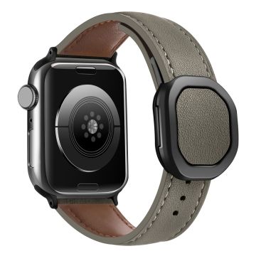 Ekte ku lærrem Apple Watch Series 41mm - 40mm - 38mm magnetisk spennearmbånd - Solbrun