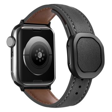 Ekte ku lærrem Apple Watch Series 41mm - 40mm - 38mm magnetisk spennearmbånd - Svart