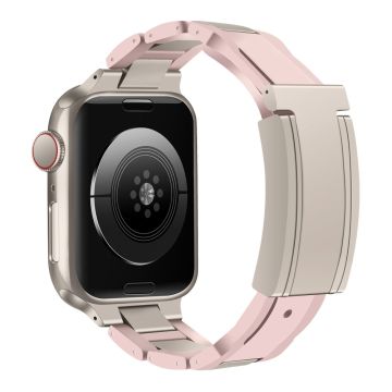 Apple Watch Series 41 mm - 40 mm - 38 mm rustfritt stål + gummirem - Rosa + Rosa