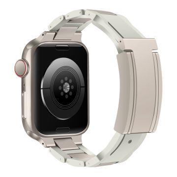 Apple Watch Series 41 mm - 40 mm - 38 mm rustfritt stål + gummirem - Beige + Beige