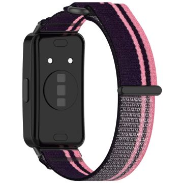 Huawei Band 9 / Band 9 NFC / Band 8 / Band 8 NFC Strap Nylon Sport Loop Watch Armbånd - Rosa + Lilla