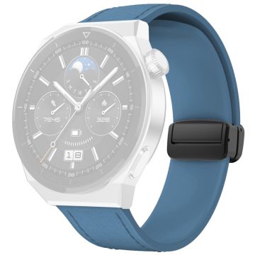 Huawei Watch GT 3 42 mm / GT 3 Pro 43 mm klokkerem 20 mm lærbelagt silikonrem med magnetisk spenne - Blå