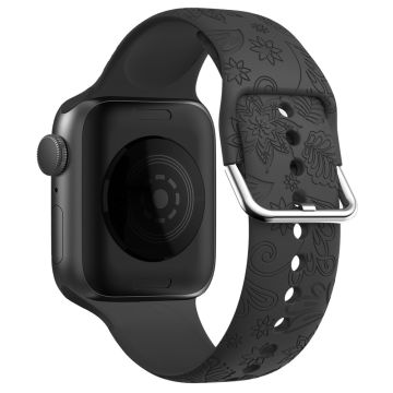 Mønsterpåtrykt reim Apple Watch Series 41mm - 40mm - 38mm Silikonarmbånd - Svart