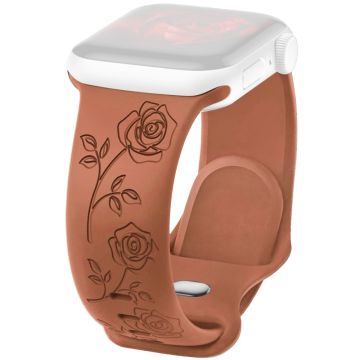 Apple Watch Series 41mm - 40mm - 38mm Rose gravert klokkerem Silikonarmbånd - Brun