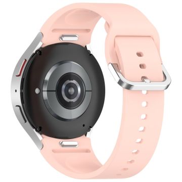 Samsung Galaxy Watch4 / 5 / 6 / 7 40mm / Watch 5 Pro 45mm / Watch FE 40mm Armbånd Sølv Spenne Silikon Urrem - Lyserosa