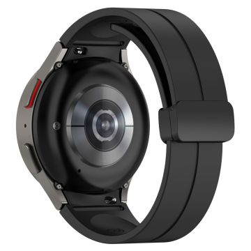 Samsung Galaxy Watch7 40 mm erstatningsarmbånd magnetisk sammenleggbar svart silikonrem med spenne - Svart