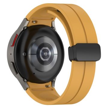 Samsung Galaxy Watch7 40 mm erstatningsarmbånd magnetisk sammenleggbar svart silikonrem med spenne - Gul