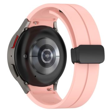 Samsung Galaxy Watch7 40 mm erstatningsarmbånd magnetisk sammenleggbar svart silikonrem med spenne - Lyserosa