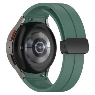 Samsung Galaxy Watch7 40 mm erstatningsarmbånd magnetisk sammenleggbar svart silikonrem med spenne - Mørkegrønn