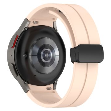 Samsung Galaxy Watch7 40 mm erstatningsarmbånd magnetisk sammenleggbar svart silikonrem med spenne - Rosa