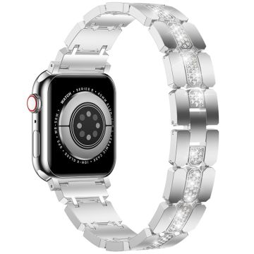 Apple Watch Series 41mm - 40mm - 38mm Stilig Rhinestones Decor Zinc Alloy Watch Band - Sølv