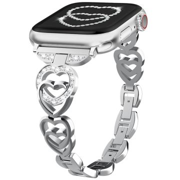 Apple Watch Series 41mm - 40mm - 38mm sinklegeringsarmbånd Love Heart Design klokkerem - Sølv