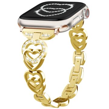 Apple Watch Series 41mm - 40mm - 38mm sinklegeringsarmbånd Love Heart Design klokkerem - Gull