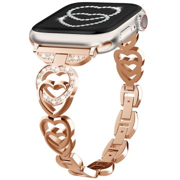 Apple Watch Series 41mm - 40mm - 38mm sinklegeringsarmbånd Love Heart Design klokkerem - Rose Gull