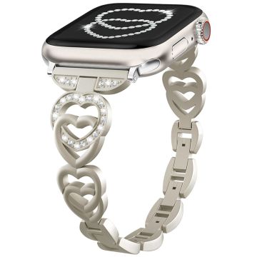 Apple Watch Series 41mm - 40mm - 38mm sinklegeringsarmbånd Love Heart Design klokkerem - Stjernelys