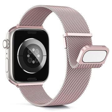 KALEBOL Apple Watch Series 41mm - 40mm - 38mm Milanese Mesh Strap Magnetic Watch Band - Rosa Rose