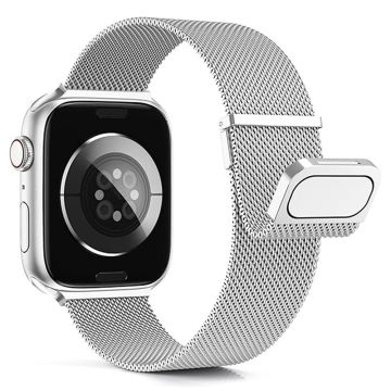 KALEBOL Apple Watch Series 41mm - 40mm - 38mm Milanese Mesh Strap Magnetic Watch Band - Sølv