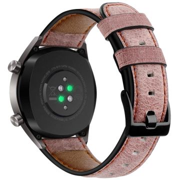 KALEBOL Huawei Watch GT 3 42mm / GT 3 Pro 43mm Crackle Genuine Cow Leather Wrist Strap 20mm - Rosa