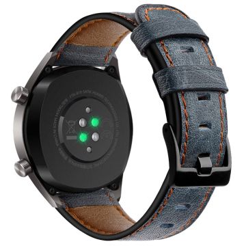 KALEBOL Huawei Watch GT 3 42mm / GT 3 Pro 43mm Crackle Genuine Cow Leather Wrist Strap 20mm - Blå