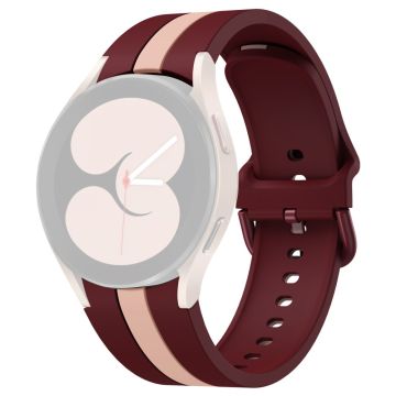 KALEBOL Samsung Galaxy Watch 20 mm klokkerem i silikon med to farger - Vinrød + Rosa