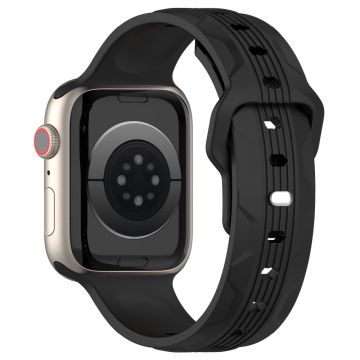 KALEBOL Apple Watch Series 41mm - 40mm - 38mm Silikonklokkebånd med vertikal stripe tekstur - Svart