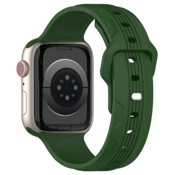 KALEBOL Apple Watch Series 41mm - 40mm - 38mm Silikonklokkebånd med vertikal stripe tekstur - Militærgrønn