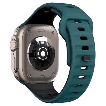 KALEBOL Apple Watch Series 41mm - 40mm - 38mm Silikonarmbånd med to farger - Svartgrønn + Svart