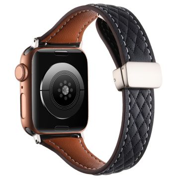 KALEBOL Apple Watch Series 41mm - 40mm - 38mm klokkerem i ekte lær - Svart