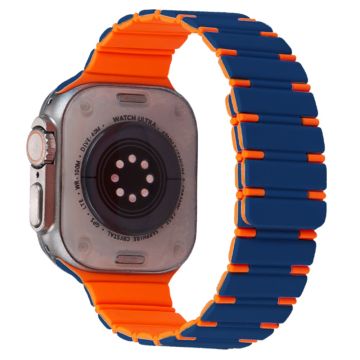 Apple Watch Series 41 mm - 40 mm - 38 mm magnetisk silikonklokkerem i to farger - Midnattsblå + Oransje