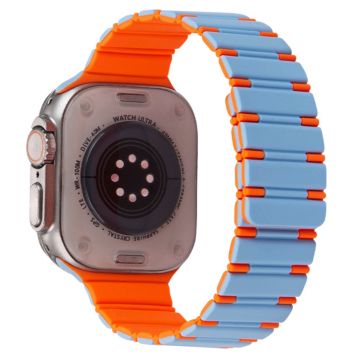 Apple Watch Series 41 mm - 40 mm - 38 mm magnetisk silikonklokkerem i to farger - Tåkeblå + Oransje