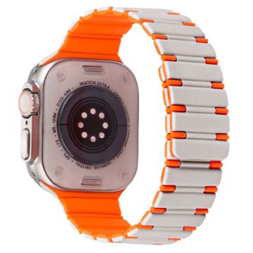 Apple Watch Series 41 mm - 40 mm - 38 mm magnetisk silikonklokkerem i to farger - Stjernelys + Oransje