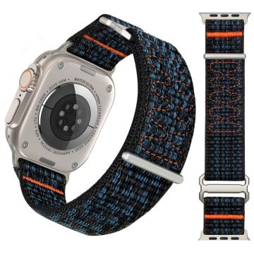 Apple Watch Series 41mm - 40mm - 38mm Magic Tape Strap Justerbart nylonklokkearmbånd - Svart + Blå