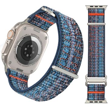 Apple Watch Series 41mm - 40mm - 38mm Magic Tape Strap Justerbart nylonklokkearmbånd - Safir + Oransje