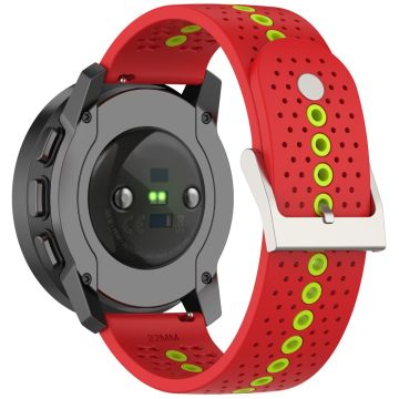 Huawei Watch 4 / 4 Pro / GT 4 46mm Color Holes Watch Strap 22mm Universal Silikonbånd - Rød + Grønn