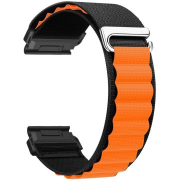 Garmin Fenix 7X Pro / 7X-klokkearmbånd 26 mm hurtigutløsende C-spenne i nylon - Svart + Oransje