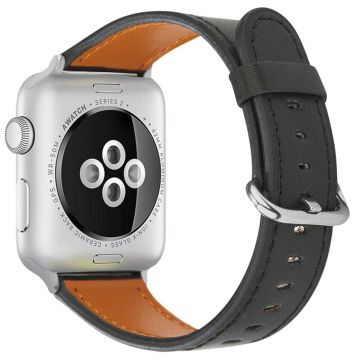 Apple Watch Series 41mm - 40mm - 38mm Ekte ku skinnrem - Svart