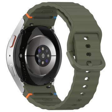 Samsung Galaxy Watch FE / Watch7 40mm 44mm Silikon Wave Texture Erstatningsarmbånd - Militærgrønn