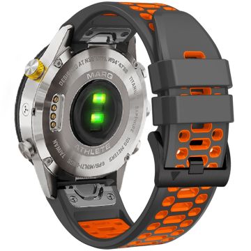 KALEBOL Garmin Fenix 7 / 7 Pro / 6 / 6 Pro Klokkerem Quickfit 22mm Dual Color Silikonbånd - Kullgrå + Oransje