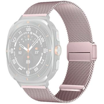 Samsung Galaxy Watch Ultra 47 mm Milanese Mesh Steel Strap Magnetic Watch Band - Rosa Rose