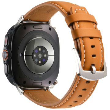 Samsung Galaxy Watch Ultra 47mm Watch Strap Genuine Cow Leather Wrist Band Replacement - Light Brown