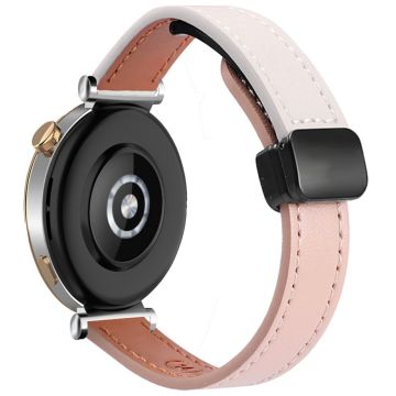 Samsung Galaxy Watch 20 mm magnetisk spenne, slank klokkerem i mikrofiberskinn - Beige + Rosa