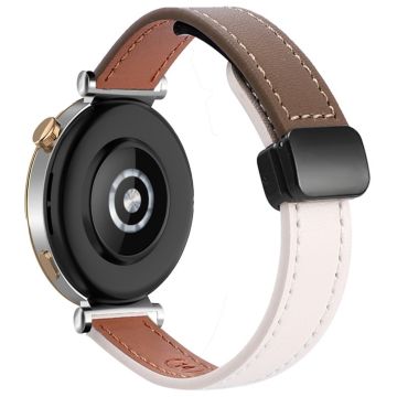 Samsung Galaxy Watch 20mm Magnetic Buckle Slim Microfiber Leather Watch Strap - Apricot+Caramel