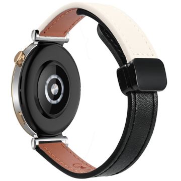 Samsung Galaxy Watch 20 mm magnetisk spenne, slank klokkerem i mikrofiberskinn - Aprikos + Svart