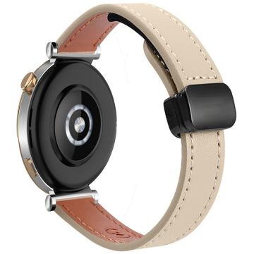 Samsung Galaxy Watch 20 mm magnetisk spenne, slank klokkerem i mikrofiberskinn - Cream Apricot