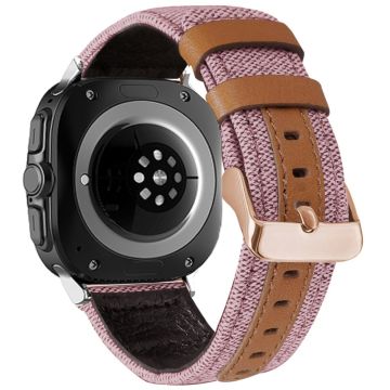 Samsung Galaxy Watch Ultra 47 mm klokkerem Canvas + vegansk lærarmbånd - Rosa