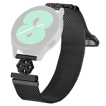 Samsung Galaxy Watch Active2 40mm / 44mm Milanese Band Flower Stainless Steel Magnetic Mesh Watch Strap - Black