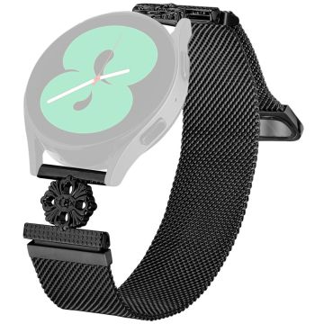 Garmin Fenix 6S Pro Milanese Band Flower Stainless Steel Magnetic Mesh Watch Strap - Black