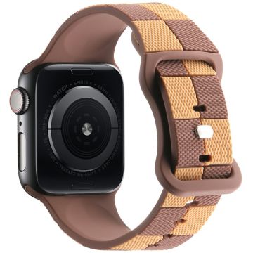 Apple Watch Series 41mm - 40mm - 38mm Checkerboard Silicone Band - Brown