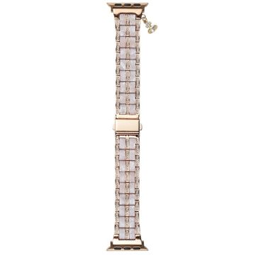 Resin and Zinc Alloy Strap for Apple Watch Series 41mm - 40mm - 38mm Band - Rose Gold+Rhinestone